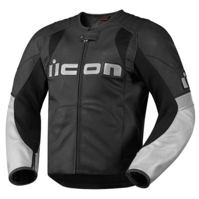 Icon Overlord Leather Motorcycle Jacket -LG White pictures