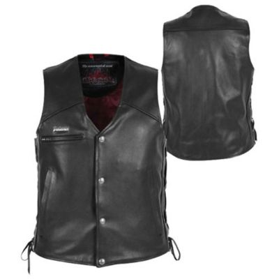 Pokerun Cutlass 2.0 Leather Motorcycle Vest -XL Black pictures