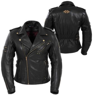 Pokerun Women's Marilyn Leather Motorcycle Jacket -XS Black pictures