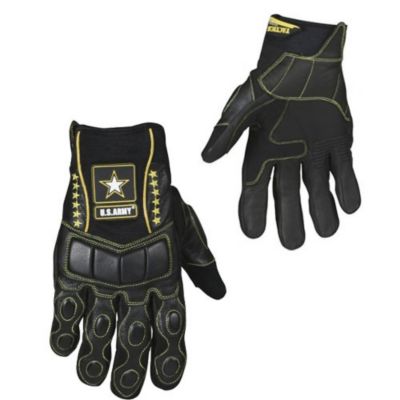 Power Trip Army Tactical Leather Motorcycle Gloves -MD Black pictures