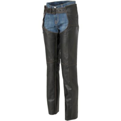 River Road Women's Vintage Leather Motorcycle Chaps -10 Black pictures