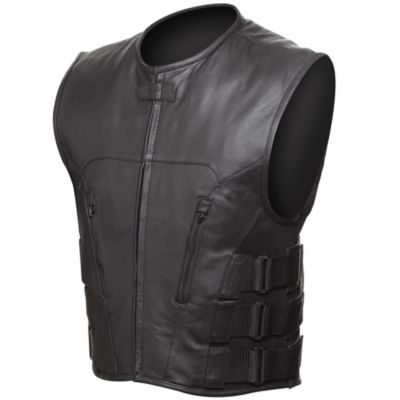 Street & Steel Assault Leather Motorcycle Vest -LG Black pictures