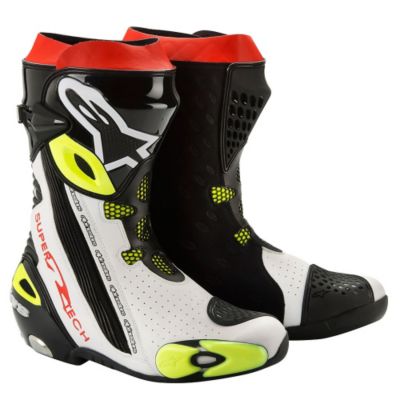Alpinestars Supertech R Vented Motorcycle Boots -Euro 42 Black/White Flourescent Yellow pictures