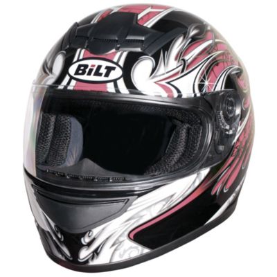 Bilt Women's Racer Full-Face Motorcycle Helmet -LG Black/Pink pictures