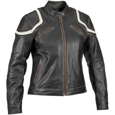 River Road 2012 Women's Babe Vintage Leather Motorcycle Jacket -LG Black pictures