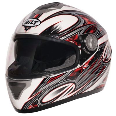 Bilt Cyclone Full-Face Motorcycle Helmet -MD White/Red pictures