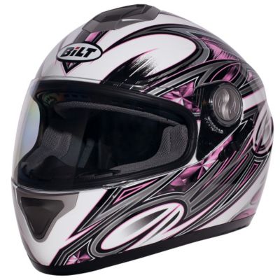 Bilt Women's Cyclone Full-Face Motorcycle Helmet -SM White/ Pink pictures