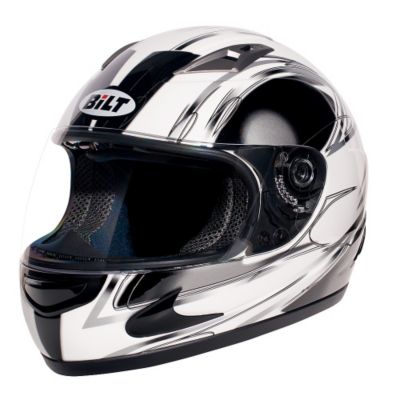Bilt 4 Kids Lightning Full-Face Motorcycle Helmet -SM White/ Black/ Gunmetal pictures