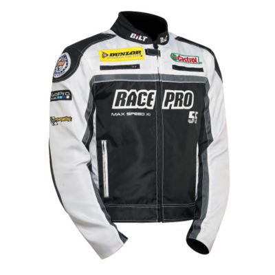 Bilt Paddock Textile Motorcycle Jacket -MD White/Black pictures