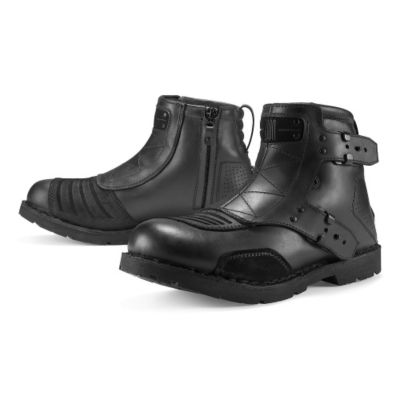Icon 1000 El Bajo Shorty Leather Motorcycle Boots -11 Black pictures