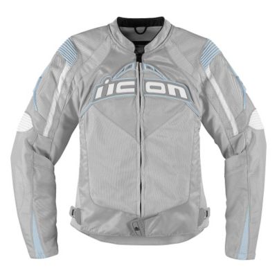 Icon Women's Contra Textile Motorcycle Jacket -MD Silver pictures
