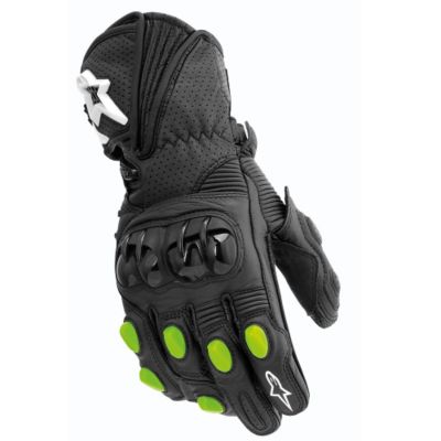 Alpinestars Gp-M Leather Motorcycle Gloves -SM Black/Green pictures
