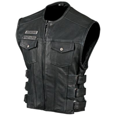 Street & Steel Anarchy Leather Motorcycle Vest -LG Black pictures
