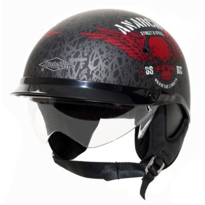 Street & Steel Anarchy Motorcycle Half Helmet -LG Black pictures