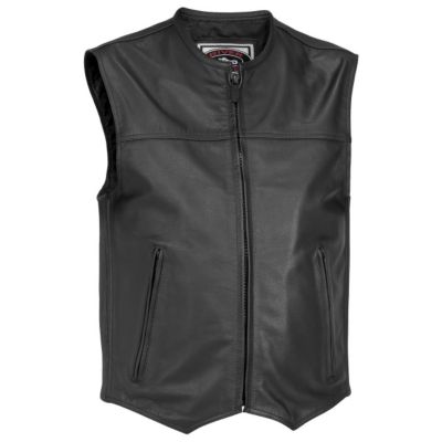 River Road Brute Leather Motorcycle Vest -LG Black pictures