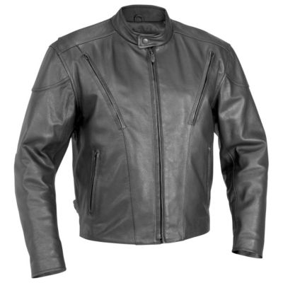 River Road Race Vented Leather Motorcycle Jacket -64 Black pictures