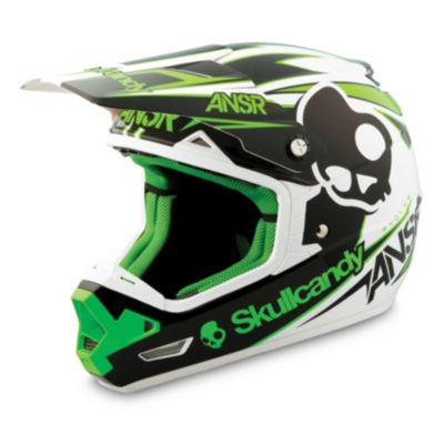 Answer 2014 Evolve Skullcandy III Off-Road Motorcycle Helmet -2XL White/ Black/Green pictures