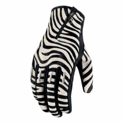 Icon 1000 Women's Catwalk Leather Motorcycle Gloves -XS Zebra pictures