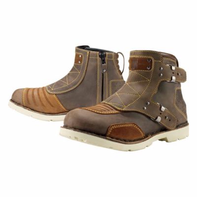 Icon 1000 Women's El Bajo Leather Motorcycle Boots -5 Brown pictures