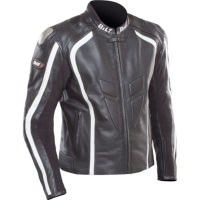 Bilt Predator Perforated Leather Motorcycle Jacket -42 White/Black pictures