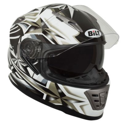 Bilt Eclipse Full-Face Motorcycle Helmet -LG White/Gunmetal /Silver pictures