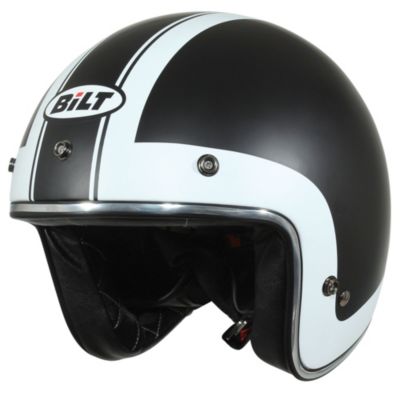 Custom Bilt Vintage Jet Graphic Open-Face Motorcycle Helmet -LG Black/White pictures