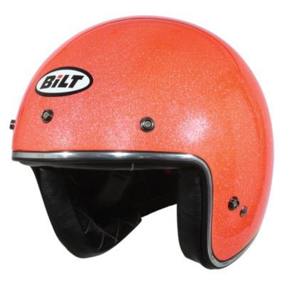 Custom Bilt Vintage Jet Metallic Open-Face Motorcycle Helmet -LG Orange Flake pictures