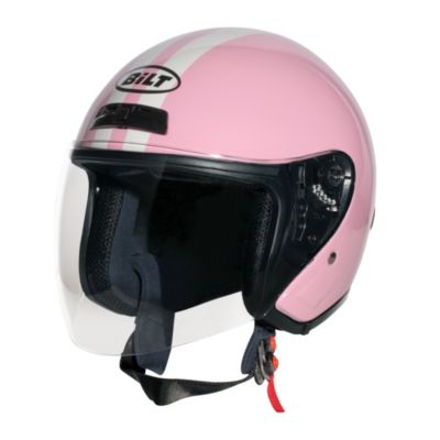 Custom Bilt Women's Roadster Retro Open-Face Motorcycle Helmet -MD Pink/ Cream pictures