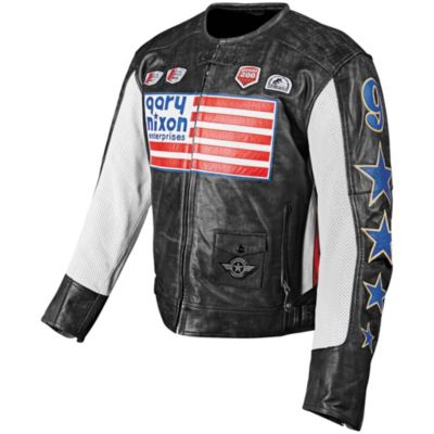 Speed AND Strength Gary Nixon Replica Leather Motorcycle Jacket -LG Black pictures