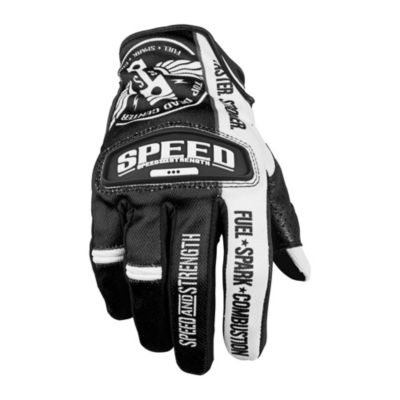 Speed AND Strength Top Dead Center Leather-Mesh Motorcycle Gloves -MD Green/ White pictures
