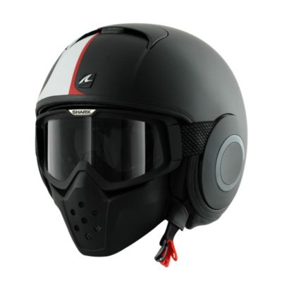 Shark Raw Stripe Open-Face Motorcycle Helmet -XS Black/White/Red pictures