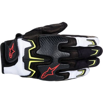 Alpinestars Fighter Air Leather/Mesh Hybrid Motorcycle Gloves -LG Black/White Yellow/Red pictures