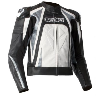 Sedici Rapido Leather Closeout Motorcycle Jacket -48 White/Gunmetal pictures