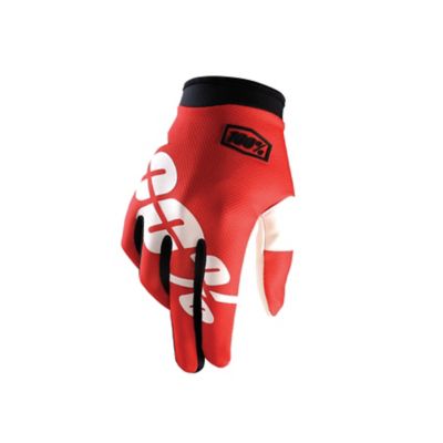 100% iTrack Fire Red Off-Road Motorcycle Gloves -LG FireRed pictures