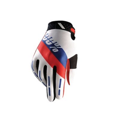 100% Ridefit Honor Off-Road Motorcycle Gloves -SM Red/White/Blue pictures