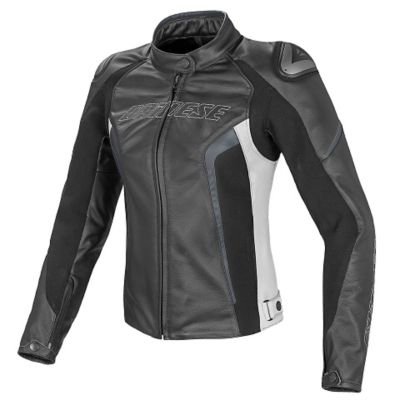 Dainese Women's Racing D1 Estivo Leather Motorcycle Jacket -US 36/Euro 46 Black/White Anthracite pictures