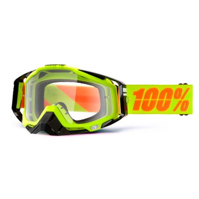 100% Racecraft Neon Sign Off-Road Motorcycle Goggles -Clear Fluorescent Yellow pictures