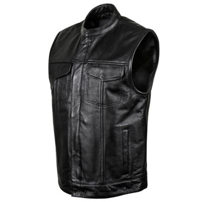 Street & Steel Redwood Leather Motorcycle Vest -LG Black pictures
