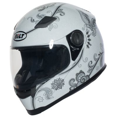 Bilt Women's Gem Full-Face Motorcycle Helmet -XS White/Silver pictures