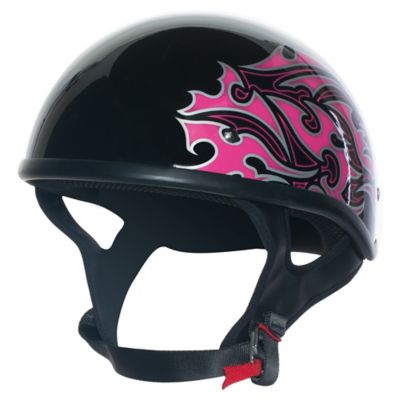 Custom Bilt Women's Tribal Hawk Motorcycle Half Helmet -LG Black/Pink pictures