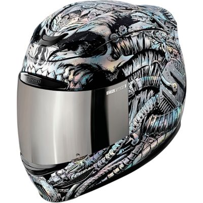 Icon Airmada Bioskull Full-Face Motorcycle Helmet -MD Chrome pictures