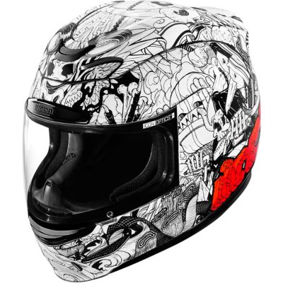 Icon Airmada Miscreant Full-Face Motorcycle Helmet -3XL Black/WhiteRed pictures