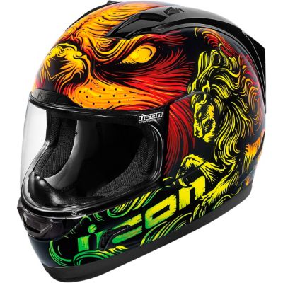 Icon Alliance Majesty Full-Face Motorcycle Helmet -MD Orange/Yellow/Black pictures