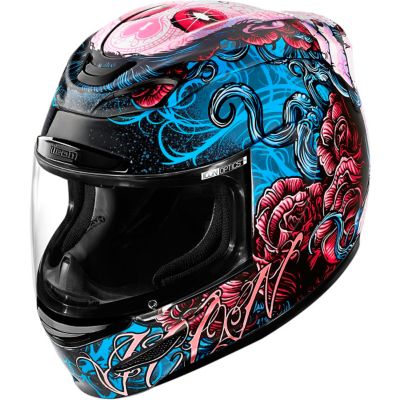Icon Women's Airmada Sugar Full-Face Motorcycle Helmet -XS Blue/Pink pictures
