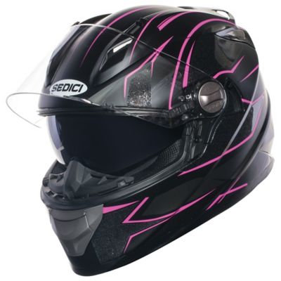 Sedici Women's Strada Linea Full-Face Motorcycle Helmet -LG Black/Pink/Black pictures
