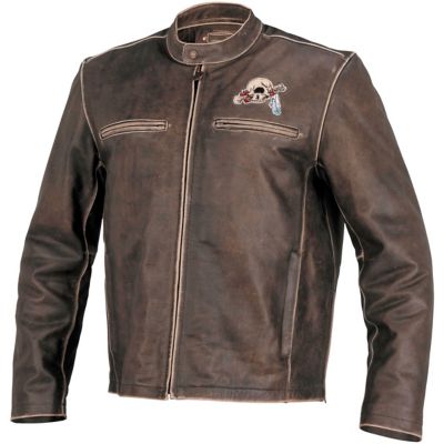 River Road Grateful Dead Cyclops Leather Motorcycle Jacket -US 46/Euro 56 Brown pictures