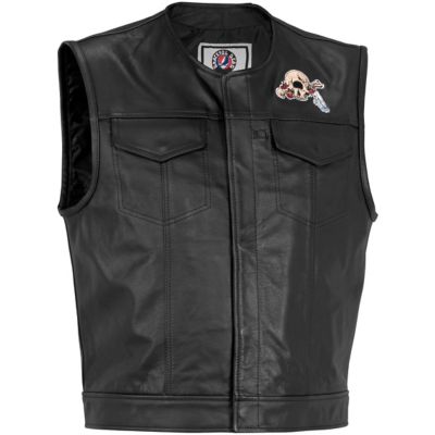 River Road Grateful Dead Cyclops Leather Motorcycle Vest -MD Black pictures