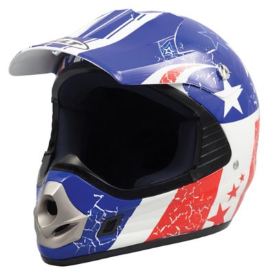 Bilt Merica Off-Road Motorcycle Helmet -SM White/Blue pictures