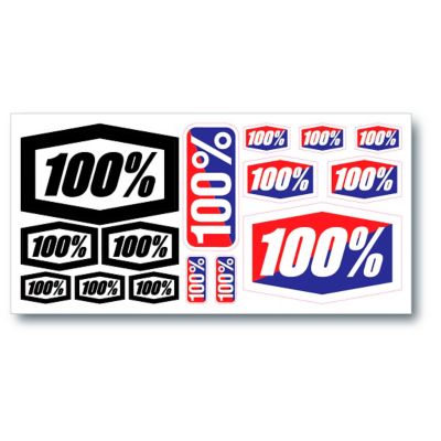 100% Decal Sheet -8"" x 5.5"" White/ Blue/Red pictures