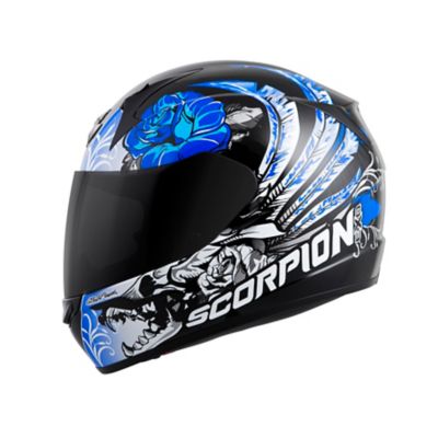 Scorpion Exo-R410 Novel Full-Face Motorcycle Helmet -LG Black/Blue pictures